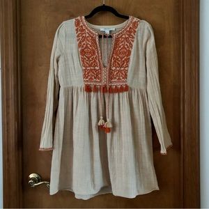 green emerald velvet dress Smocked Chiffon Peasant-Sleeve Dress